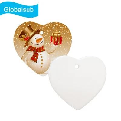 Decorative Heart Shape Christmas Ceramic Hanging Ornaments for Sublimation