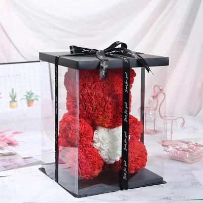 Foam Flower Rose Teddy Bear Flowers Gift Box 25cm