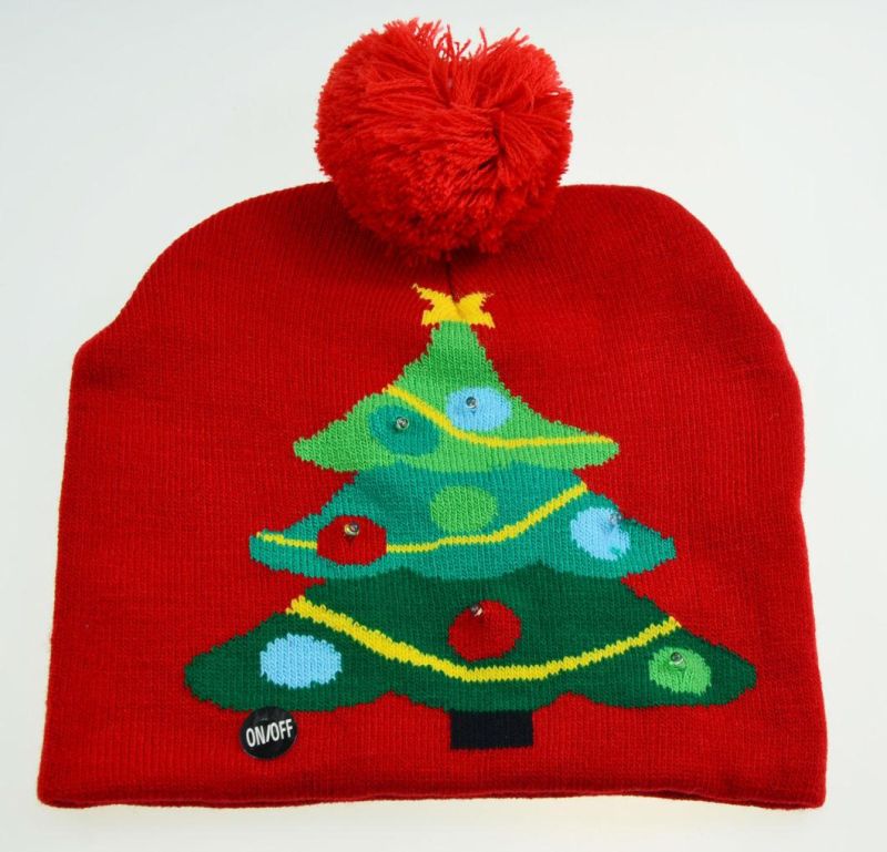 Customized LED Christmas Winter Warmer Knitted Beanie Hats