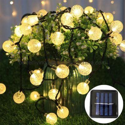 Garden Decor 30 Bulbs 6.5m Waterproof Christmas Outdoor Decor Flexible Round Fairy Solar Powered LED String Light