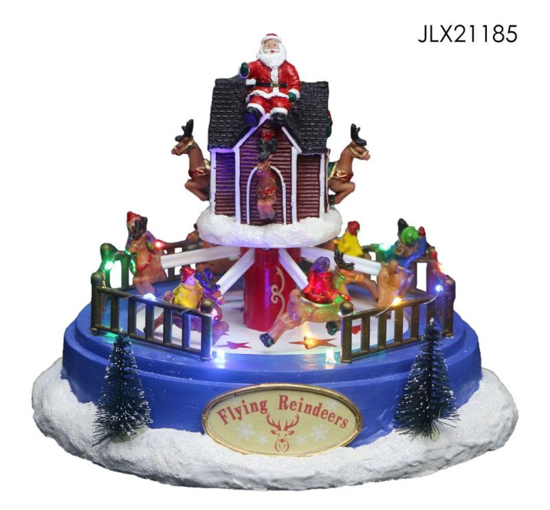 Lighthouse Christmas Village Christmas Village Figurines Christmas Ballet Theatre with LED Lights Rotation