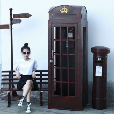Factory Price London Pink Red Telephone Box Metal Soundproof Phone Booth for Wedding Decorative
