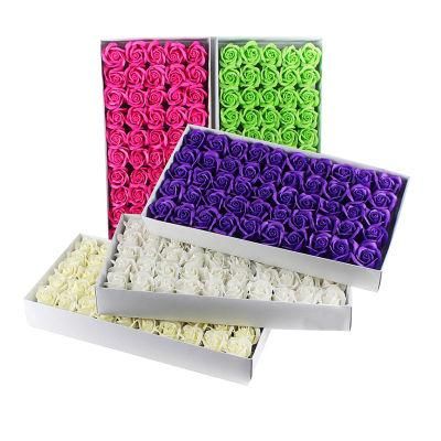 Flower Soap Roses Gift Box 50 PCS 50 Pieces Soap Rose Flower Gift Box Bath Rose Petal Soap Flowers Box 2020 Rose for Wedding Home Decoration