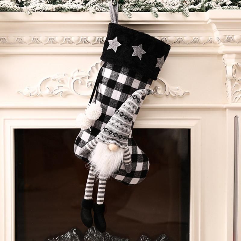 New Red and Black Gingham Christmas Stockings, Christmas Decorations, Gift Bags and Decorations