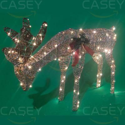 Set of 3 White Glittered DOE Fawn and Reindeer Lighted Christmas Outdoor Decoration
