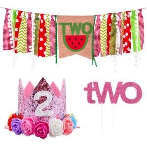 Pet Watermelon Streamers Baby Second Birthday Party Decoration Props