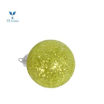 Customized Round Borosilicate Glass Balls with Green Sequins for Decoration