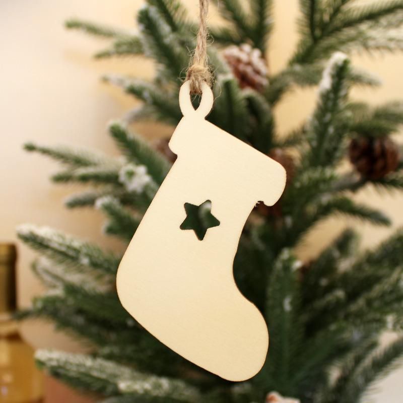 10 Pieces Wooden Christmas Ornaments Xmas Tree Hanging Tags Unfinished Wood Slices Ornaments, DIY Crafts Christmas Ornaments Set