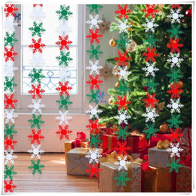 Red Green and White Felt Fake Snowflakes for Christmas Decoration