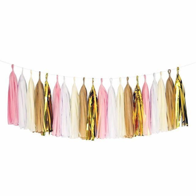 25colors 5PCS/Bag 14inch Tissue Paper/Foil Tassel DIY Set Garland Ribbon Balloons Baby Shower Birthdays Party Wedding Decoration