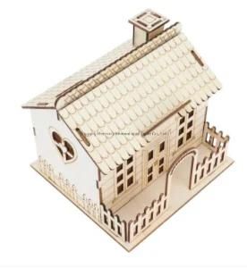 Wooden Village House Kit with LED Light Home Decor Child Gift Craft