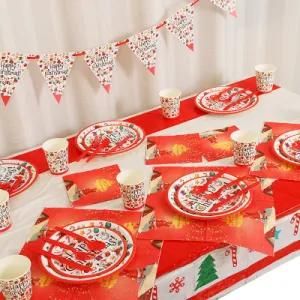 Christmas Props Paper Cups Plates Tableware Birthday Holiday Party Supplies