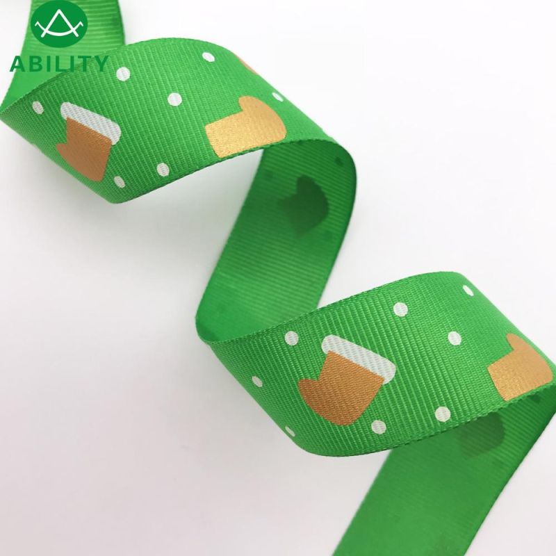 Custom Printing Polyester Christmas Ribbon Grosgrain Ribbon