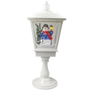 Xmas Scene Musical Tabletop Lantern, Christmas LED Light up Snow Lamp Post for Holiday Decor