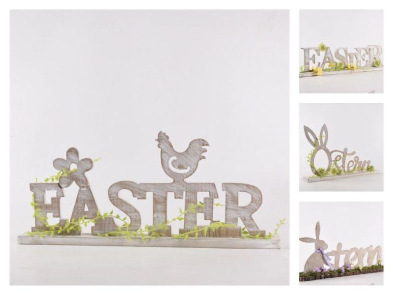 BSCI Factory Customized Spring Home Decoration Easter Wooden Sign