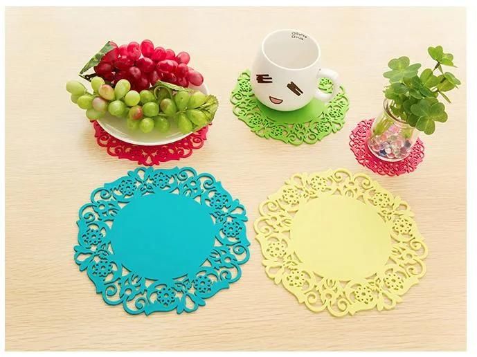 Lace Flower Hollow Doilies Silicone Mat Coaster Coffee Table Cup Mats Pad Placemat Kitchen Accessories Cup Coasters