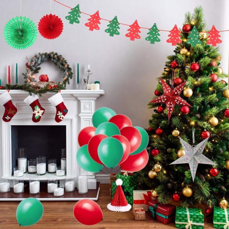 Merry Christmas Banner Christmas Party Supplies Decoration Hat Star Garland Bunting Paper Fans Honeycomb Xmas Tree