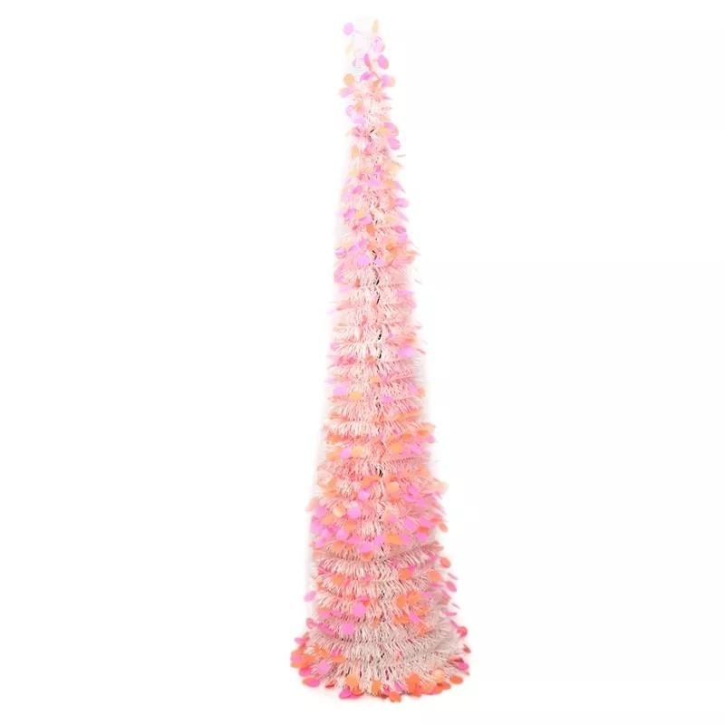5 FT Pop up Tinsel Christmas Tree for Home Indoor Decoration, Shiny Christmas Tree