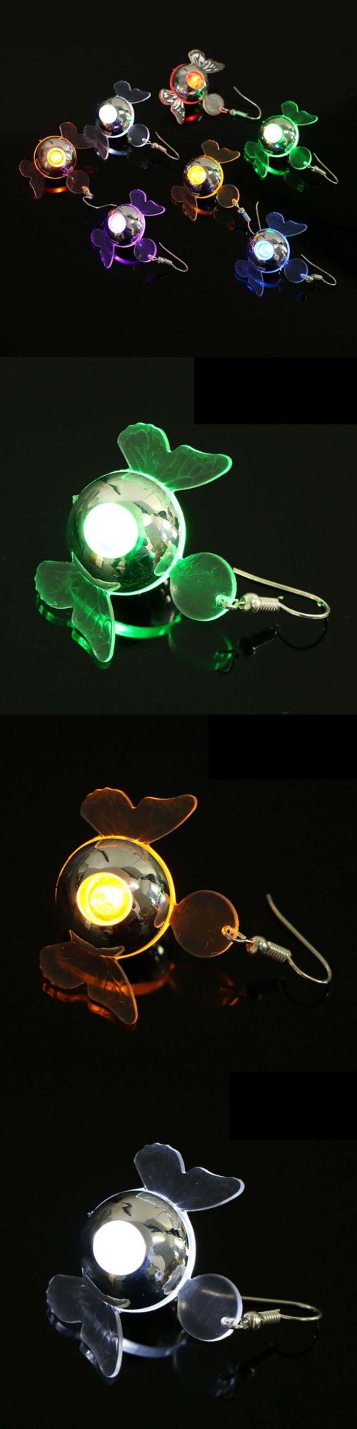 LED Butterfly Earring Flash LED Earrings Personality Luminous Earrings Light