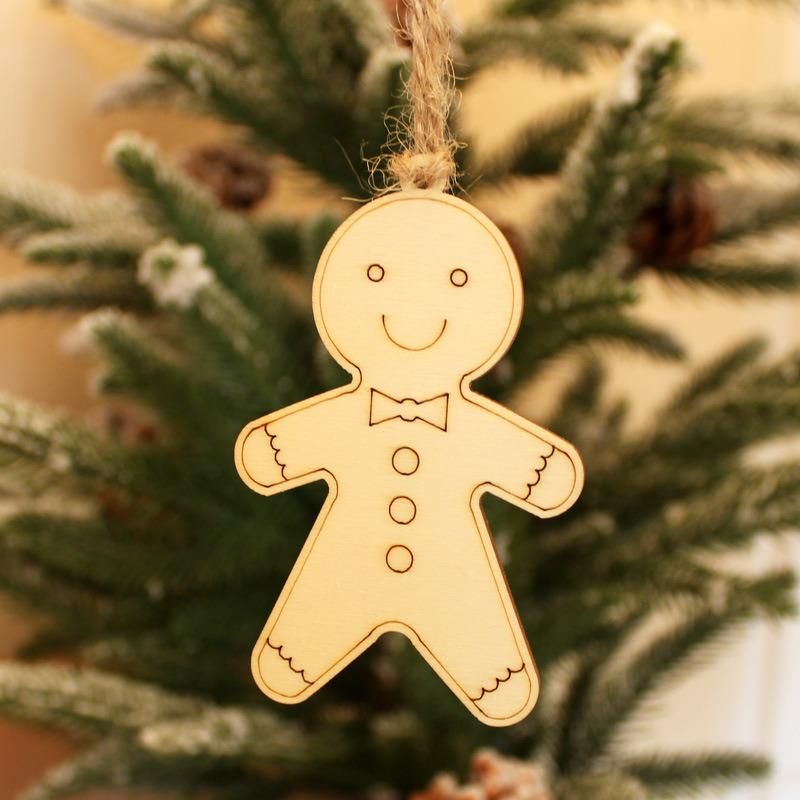 10 Pieces Wooden Christmas Ornaments Xmas Tree Hanging Tags Unfinished Wood Slices Ornaments, DIY Crafts Christmas Ornaments Set