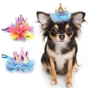 Lace Pet Hair Clip Princess Crown Birthday Party Kitten &amp; Puppy Hair Accessories