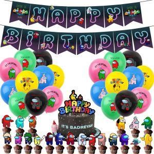 Theme Party Decoration Game Birthday Banner Balloon Cake Topper