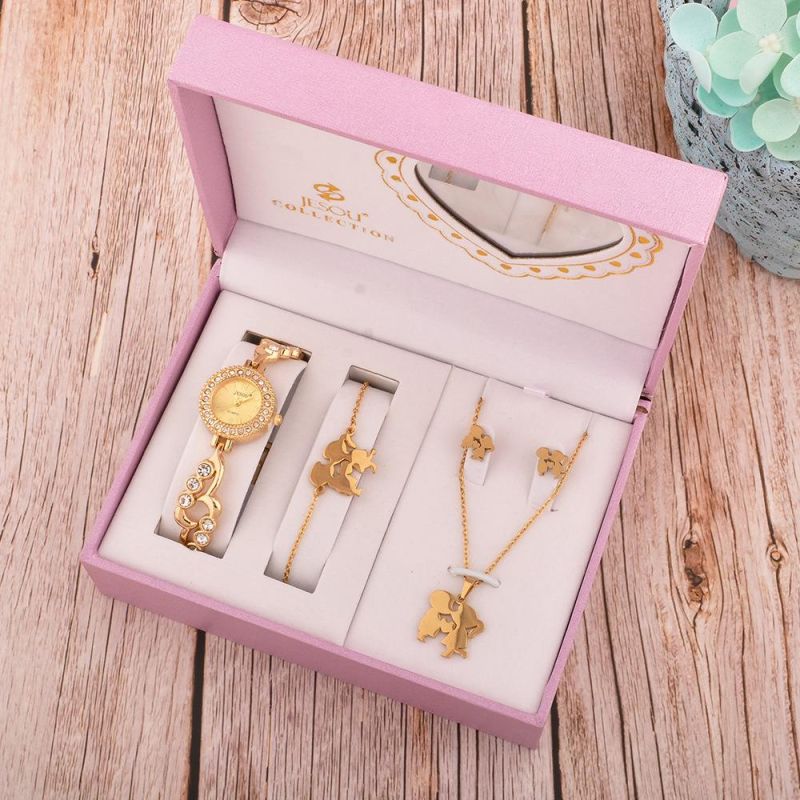 Customized Mother′s Day Gift Set with Love Heart Metal Jewelry Set and Watch 