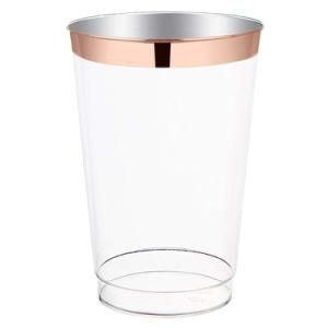 12oz Disposable Transparent Rose Gold Cup PS Material Party Cups