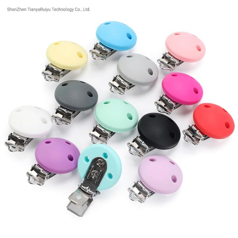 Round Silicone Pacifier Clip Silicone Teething Bead Baby Clip Accessories Clip Clasp Toy DIY Pacifier Chain Tool