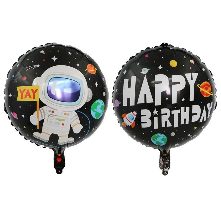 Baby Birthday Astronaut Theme Party Decorated with Cartoon Astronaut Rocket Spacecraft Aluminum Foil Balloon Set