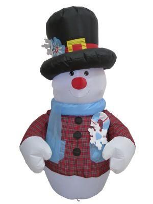 5FT Christams Snowman Wearing Plaid Shirt Inflatable Toy, Blow up Decoration