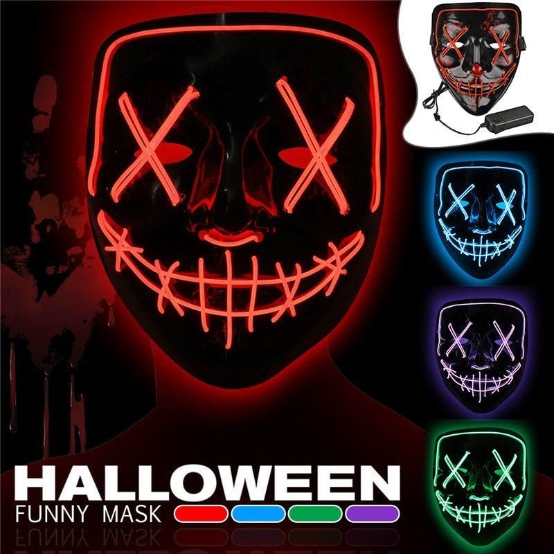 Halloween LED Light up EL Wire Neon Purge Party Mask