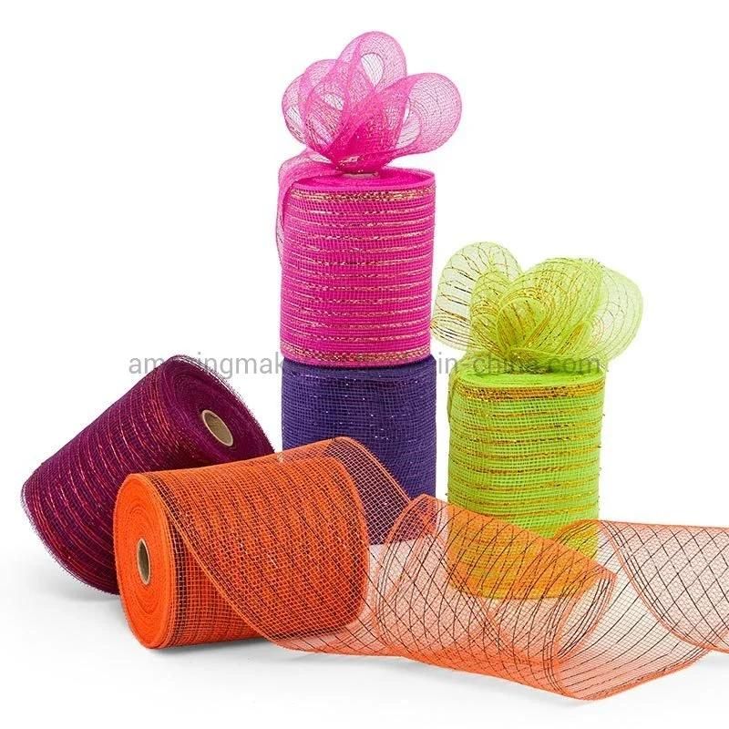 Metallic Thread 6′′ Deco Mesh Ribbons for Gift Packaging