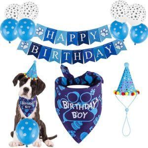 Pet Birthday Banners Scarf Crown Balloon Birthday Supplies Set
