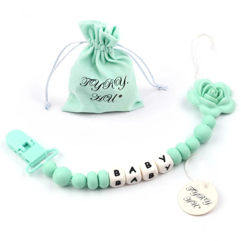 Pacifier Clip Baby Silicone Teething Beads Paci Holder Soothie Clips Teether Toy Chewbeads Baby Birthday Shower Gift