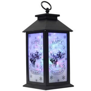 Promotional 3D Swing Navidad Melody Flameless Plastic Seasonal Decorative LED Lighted Christmas Lantern