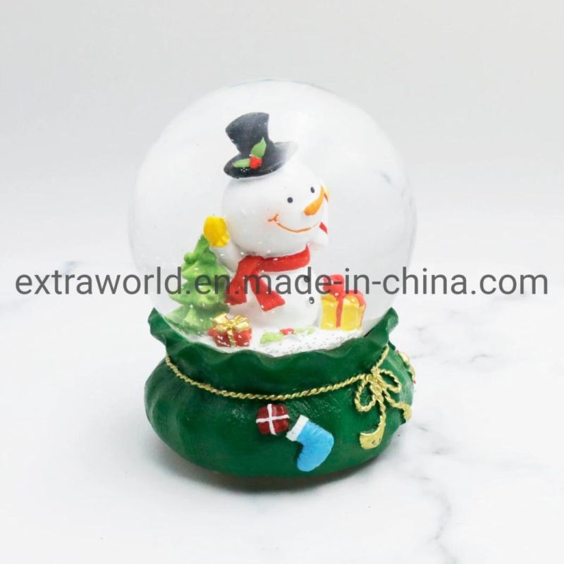 65mm Resin Craft Snowman Snow Globe for Home Decoration