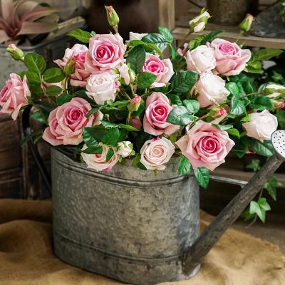 Home Artificial Rose Flower Real Touch 12 PCS Faux Flower Arrangement Bouquet for Home Decor Wedding Party