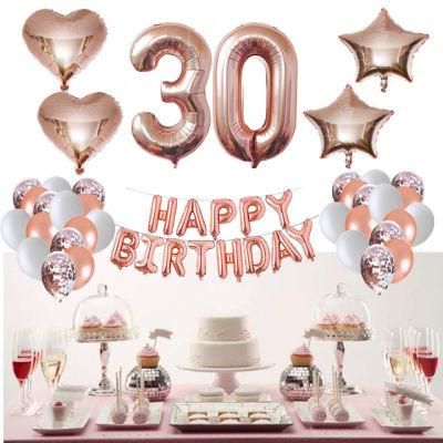 Happy Birthday Banner 30th Birthday Theme Showsea 40in Number Balloon Star Heart Anniversary Party Decorations Kit