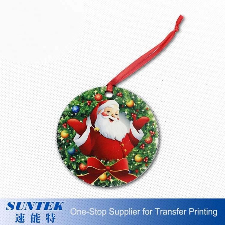 Cheap Price Sublimation Round Shape Ornament MDF Custom Christmas Tree Pendant