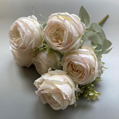 Good Quality Latest Fancy Designing Decorative Flower Artificial Decor Wedding Rose Bunches
