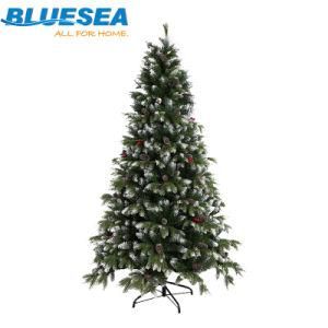 1.8m PE Spray White+PVC Red Pine Cone Mixed Christmas Tree