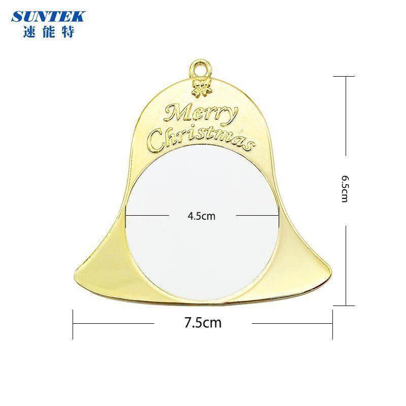 Sublimation Christmas Bell Double Sided Metal Ornament