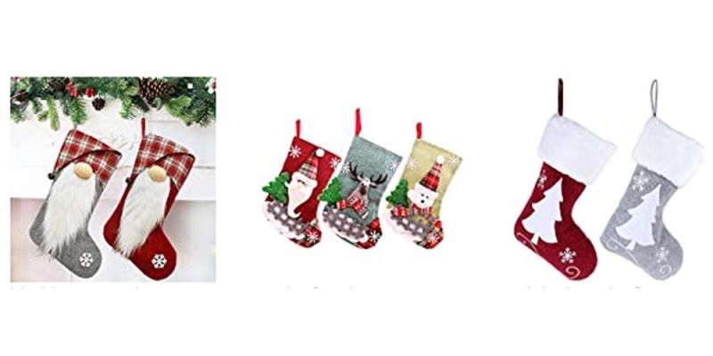 Christmas Stockings, 3 Pack 18" Personalized Xmas Stockings with 3D Snowflake Santa, Snowman, Reindeer for Family Holiday Christmas Party Decorations