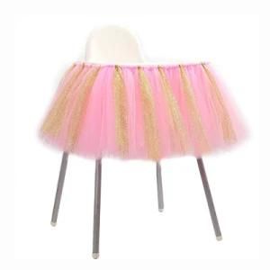 Amazon Hot Selling Tutu Table Skirt High Chair Skirts for Baby Shower Birthday Party