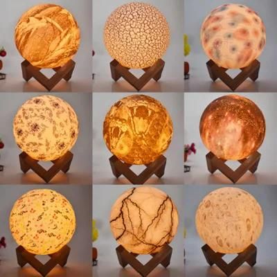 3D Printing LED Moon Lamp Lighting, USB Rechargeable Decorative Lights