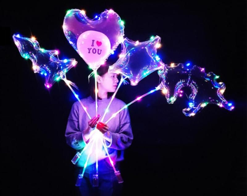 LED Balloon Set Heart Shape Clear Bobo Transparent Balloon