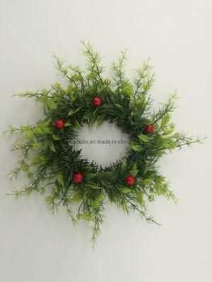 PVC Artificial Christmas Wreath with Flower Leaf Pinecone Red Berry