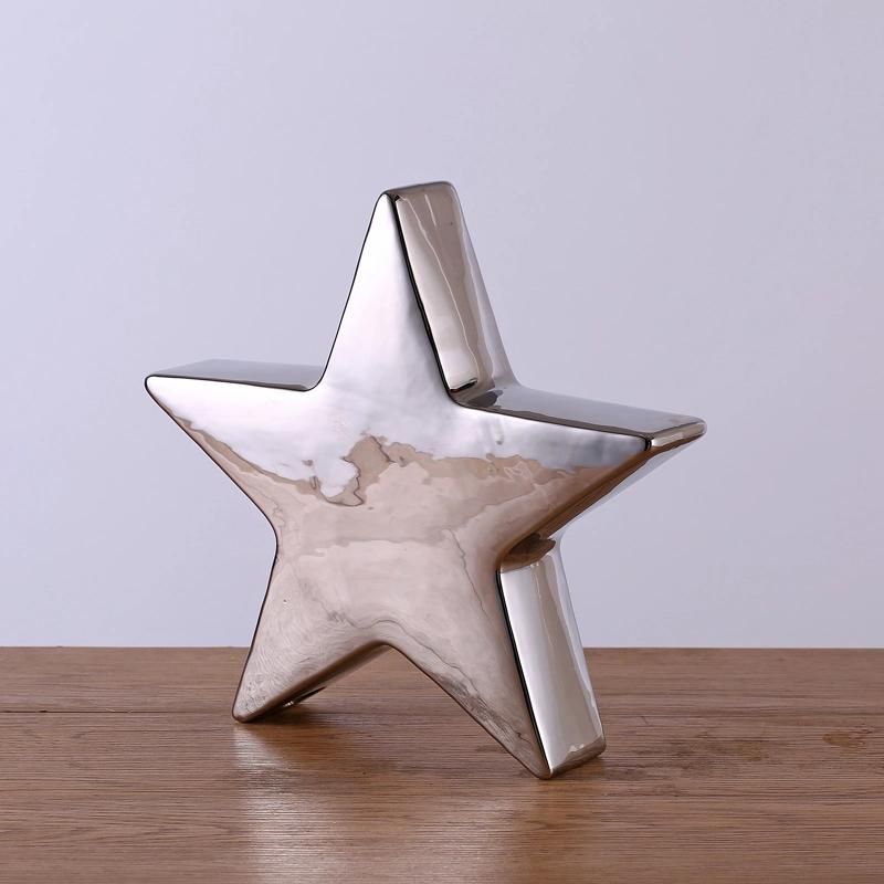 Home Decor Silver Star Ceramic Star Ornament for Christmas