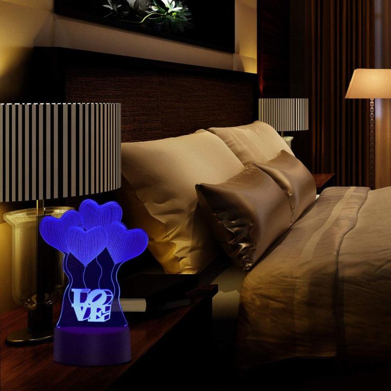 Colorful 3D LED Lamp 3D Visualization Love Lamp Valentines Gifts